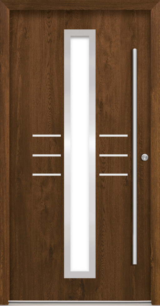 Splendoor Haustür Passivedoor Premium B07 Nussbaum DIN Rechts 110 x 210 cm