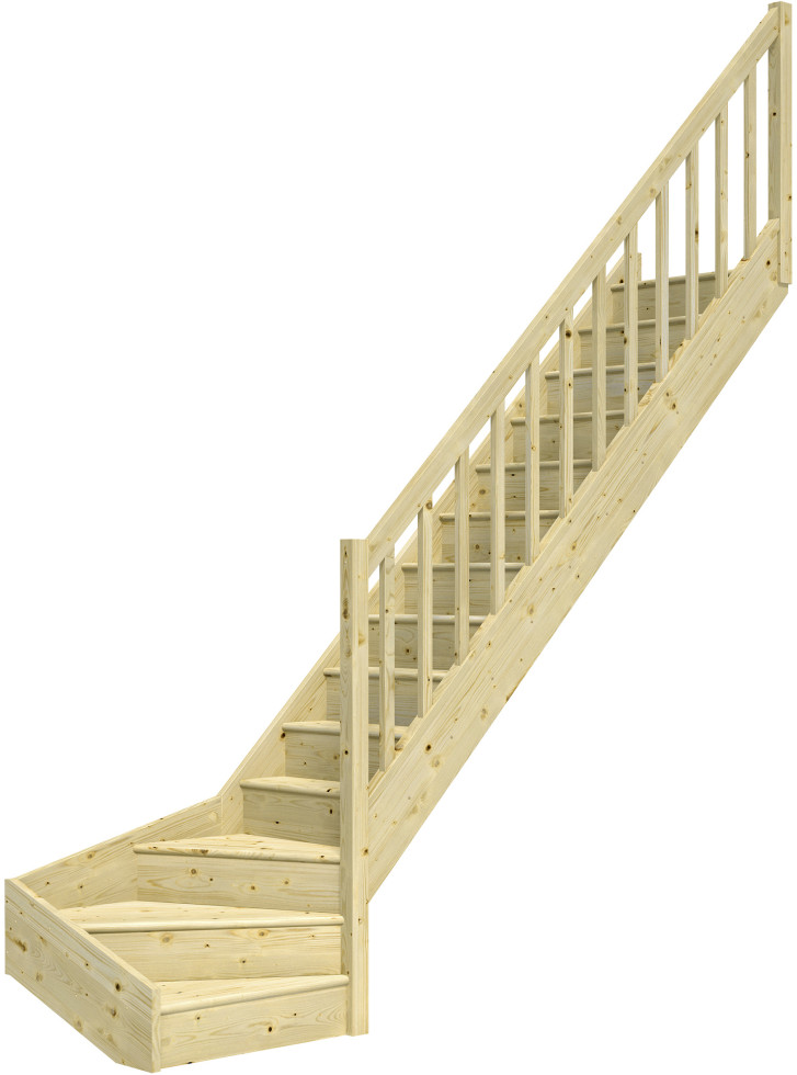 Dolle Raumspartreppen Paris 1/4-gew. Fichte unbehandelt inkl. Geländer