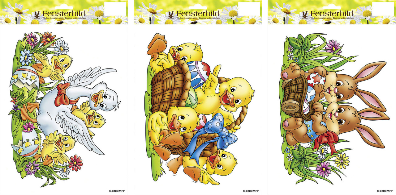 Osterdeko Fensterbild mit Ostermotiv 21 x 32 cm bunt