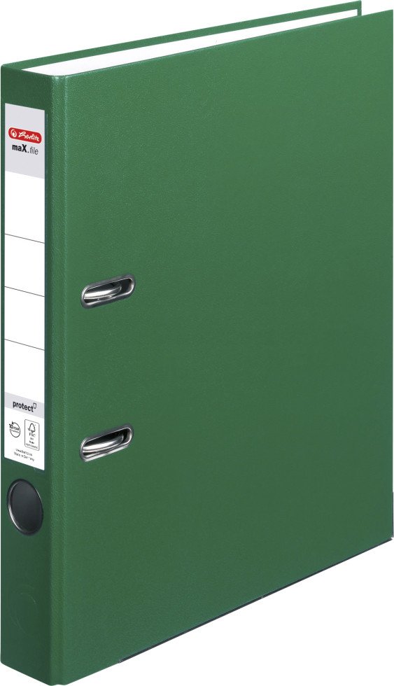 herlitz Ordner max. file protect A4 PP-Folienbezug Fenster 5 cm grün ...