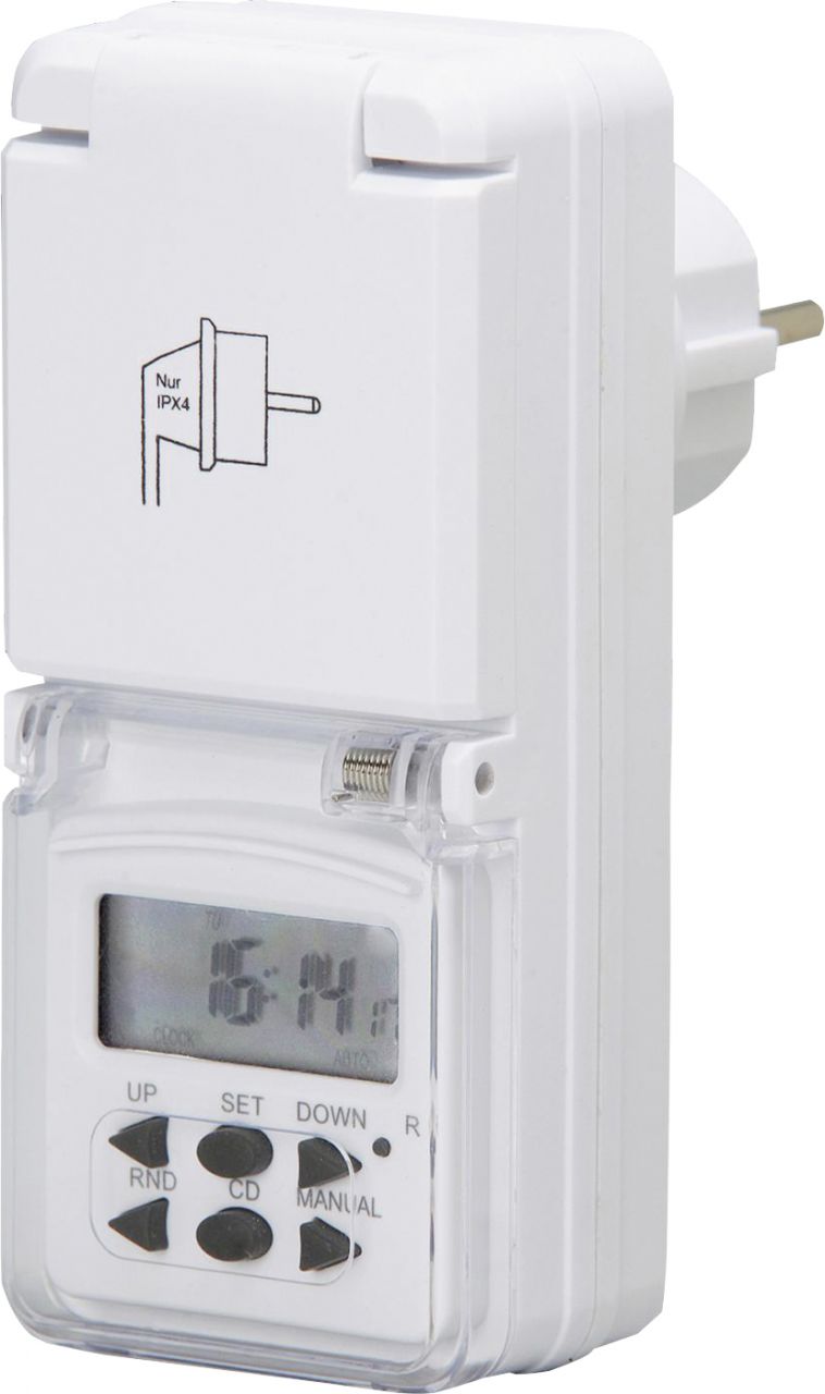 Wochenzeitschaltuhr mini 1.800 W mit Schutzabdeckung digital, weiß, IP44