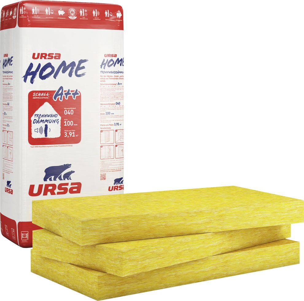 Ursa Home Trennwandplatte Glaswolle WLG 040 1250 x 625 x 40 mm GLO779201048