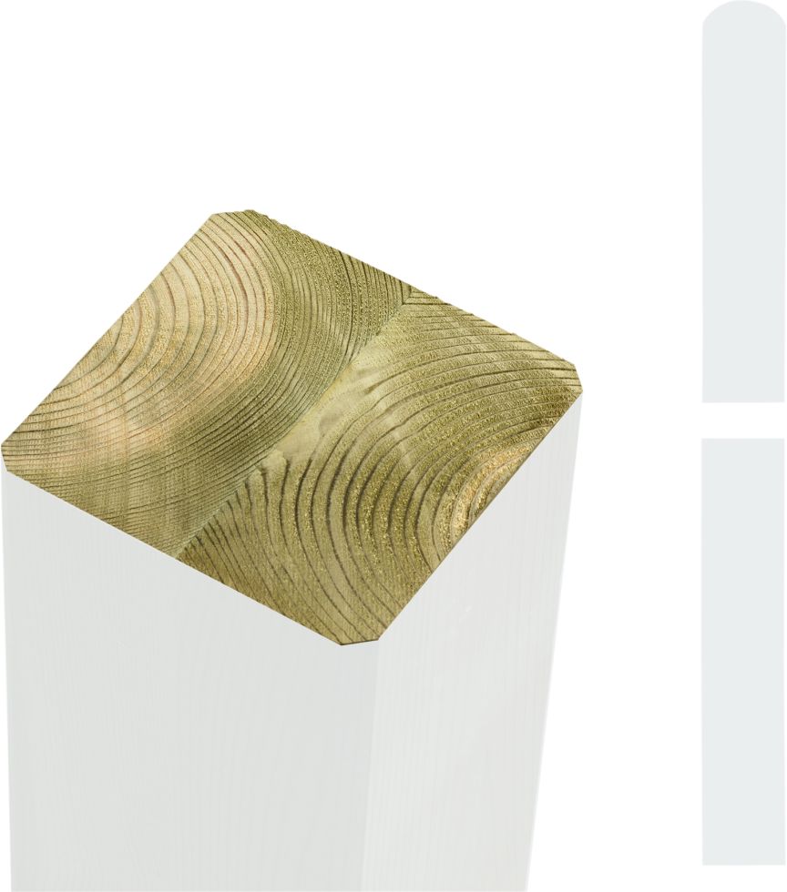 Plus Leimholzpfosten 268 cm 90 x 90 mm weiß Kopf gerundet