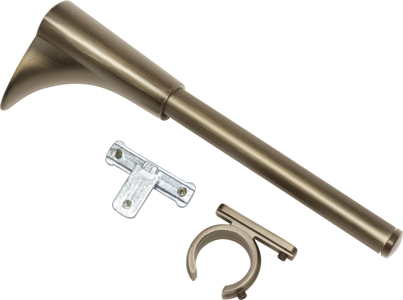 Gardinia Plafondsteun Voor 2 Roedes - Open Draaibaar, 13 Cm Wandafstand, Memphis Collectie, 16mm, Antiek Messing