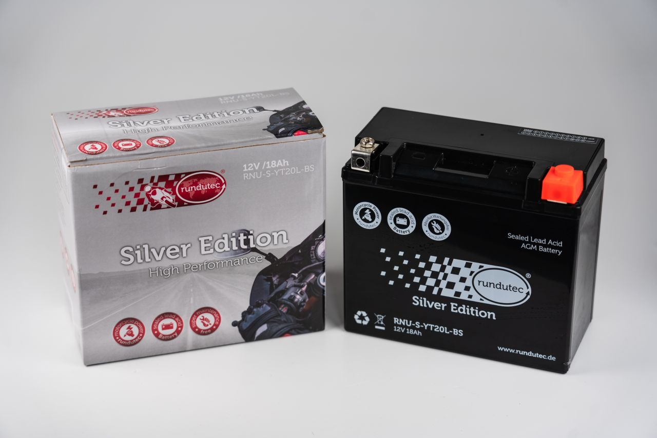 rundutec Motorradbatterie S-YT20L-BS Silver Edition 12V 18Ah GLO680456065