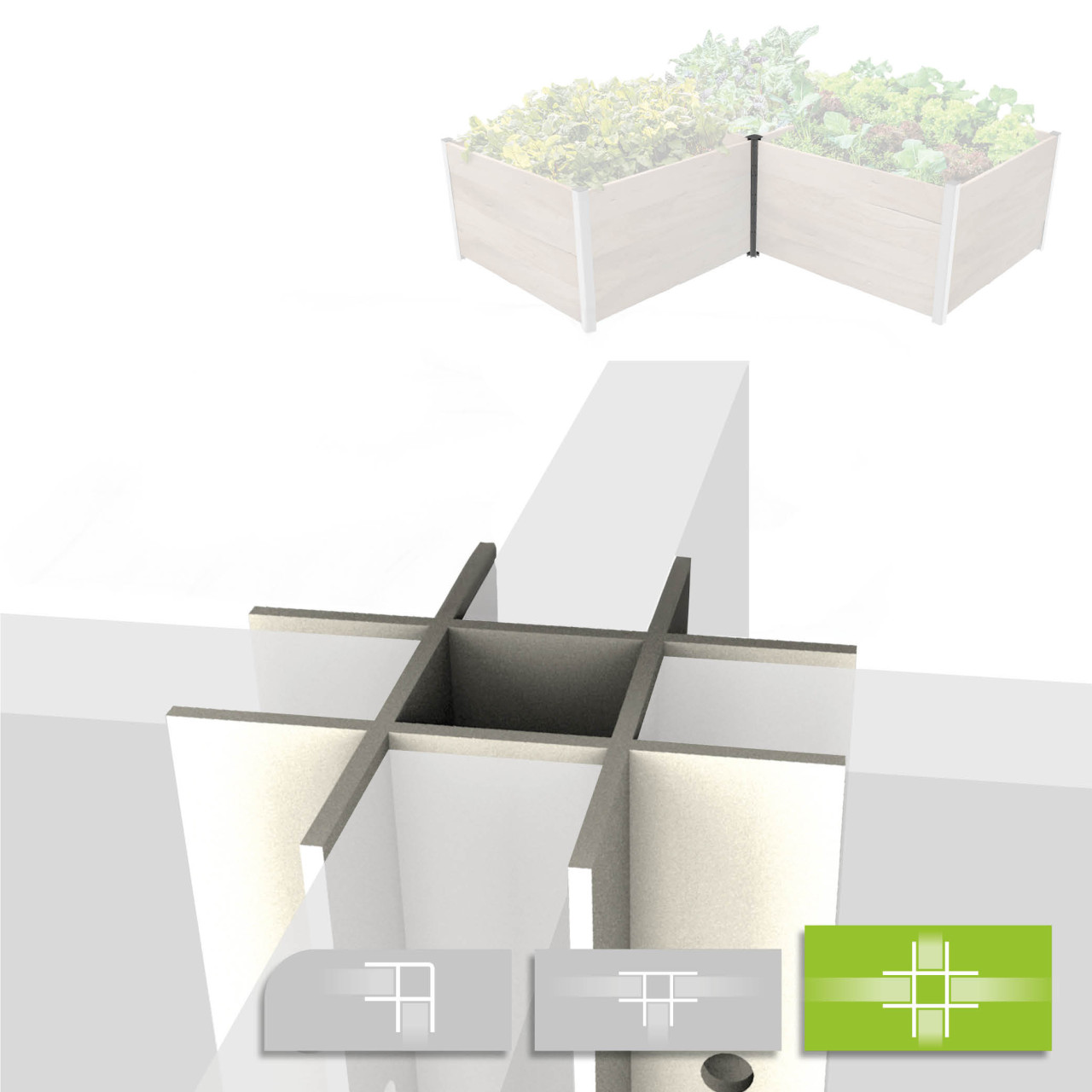 Bio Green Biogreen Aluminium Kreuzprofil für ErnteMAXX Hochbeet 625 mm GFMd6229f2eb