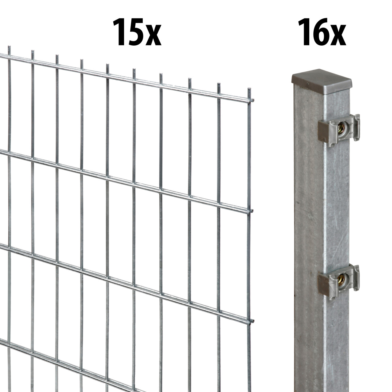 Floraworld Doppelstabmatten-Zaun Set Comfort 30 m 201 x 83 cm inkl. 16 Pfosten 140 cm feuerverzinkt