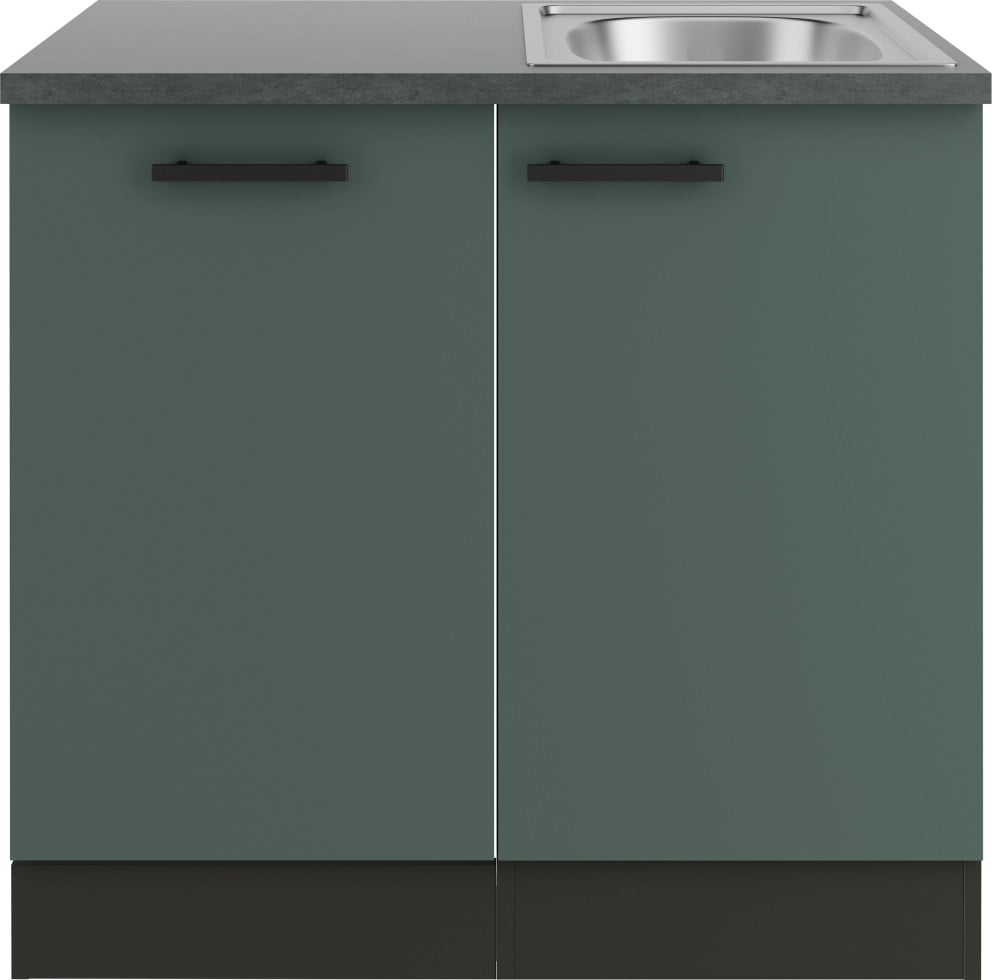 Optifit Spüle mit Unterschrank-Set Verona 405 steingrün/anthrazit 90 cm