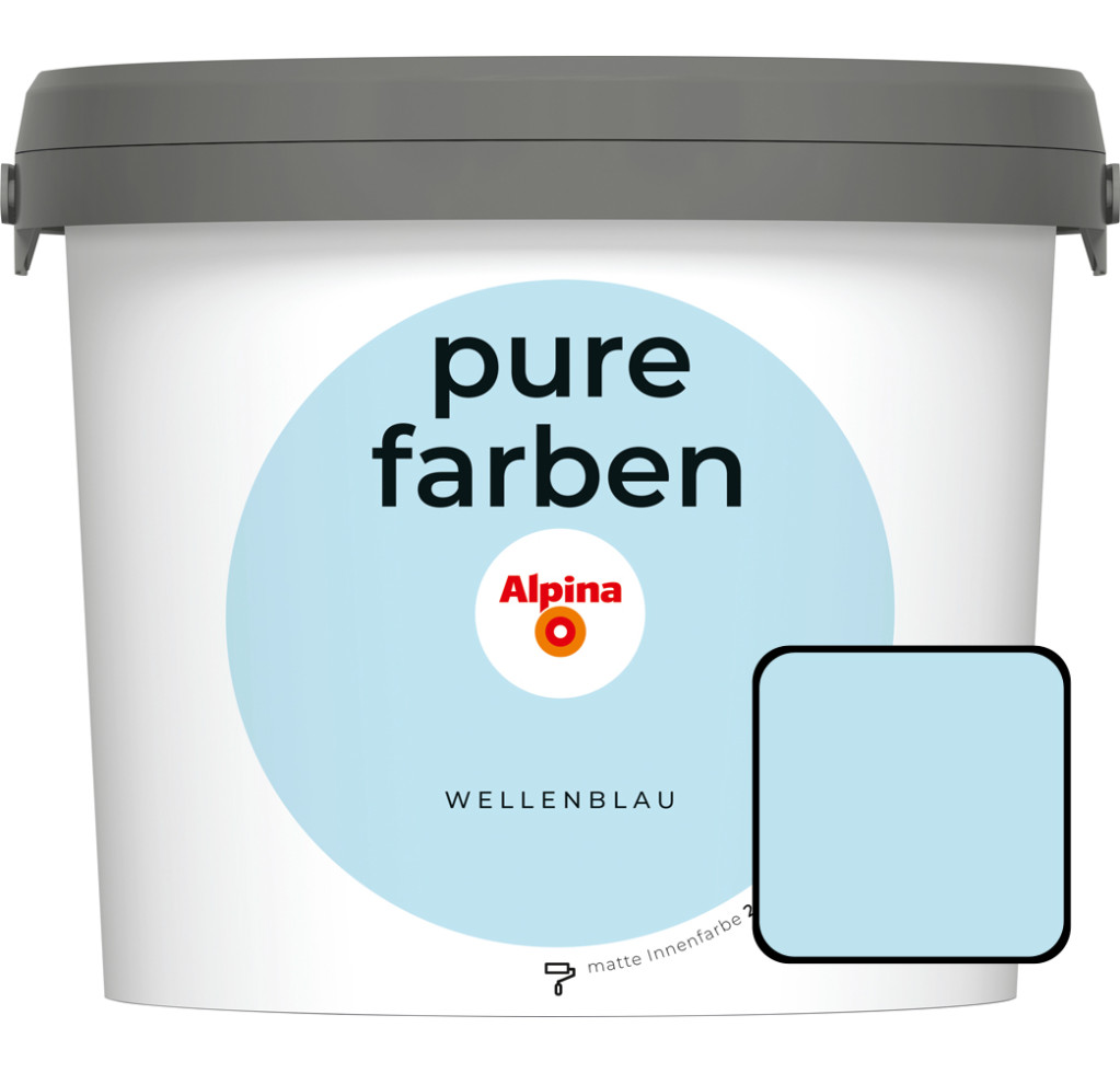 Alpina Pure Farben Wandfarbe wellenblau 2,5 L