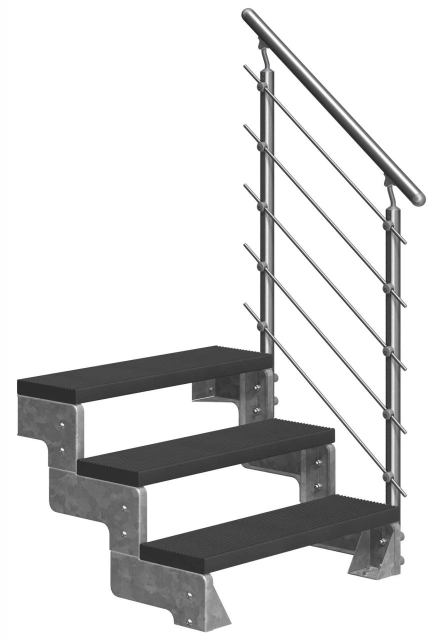 Dolle Außentreppe Gardentop 3 Stufen mit Geländer, Breite 100 cm, Trimax, anthrazit GLO781602574