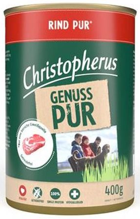 Christopherus Pur Hundenassfutter Single Protein getreidefrei 400 g Rind
