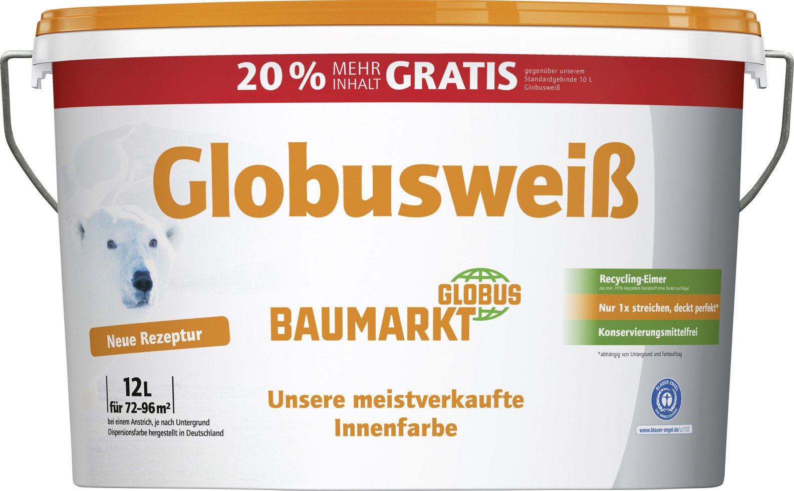 Globusweiß Wandfarbe weiß matt 12 L