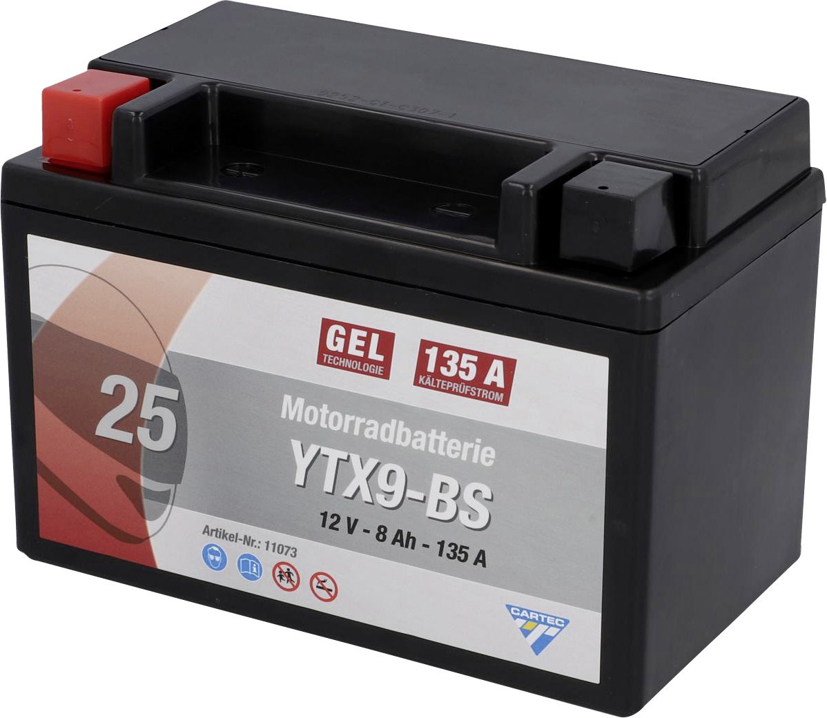 Cartec Gel Motorradbatterie YTX9-BS 8Ah 135A GLO680456084