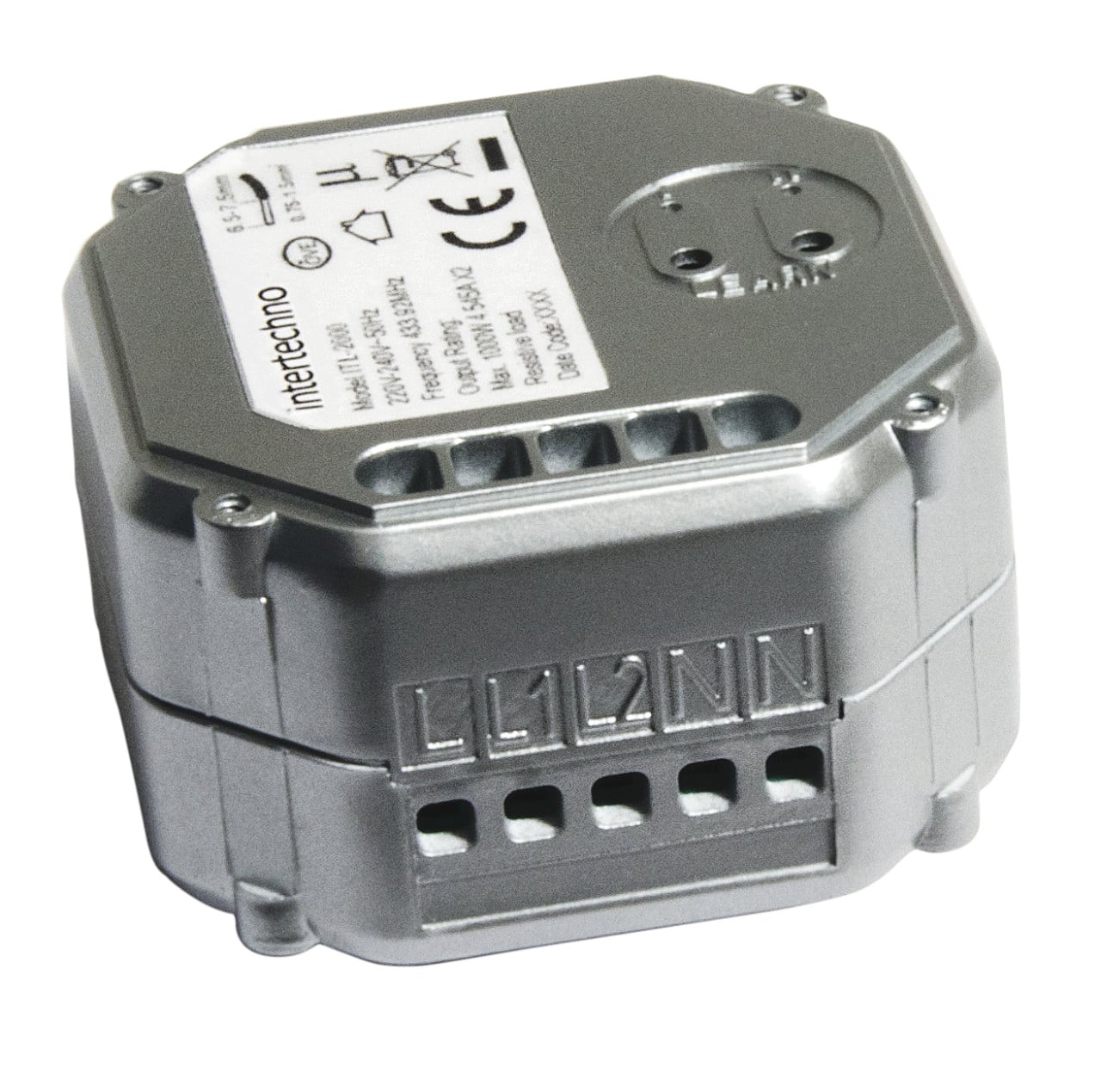 Intertechno Funk-Einbauschalter 2 Kanal ITL-2000 für 2 x 1000 W Smart Home