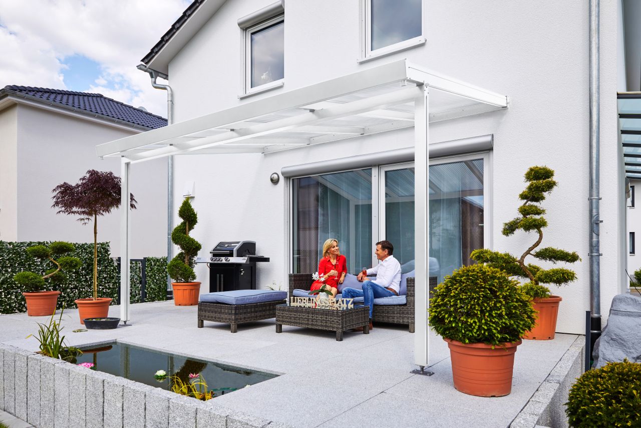 Gutta Premium Terrassendach 410,2 x 306 cm weiß PC klar 16 mm