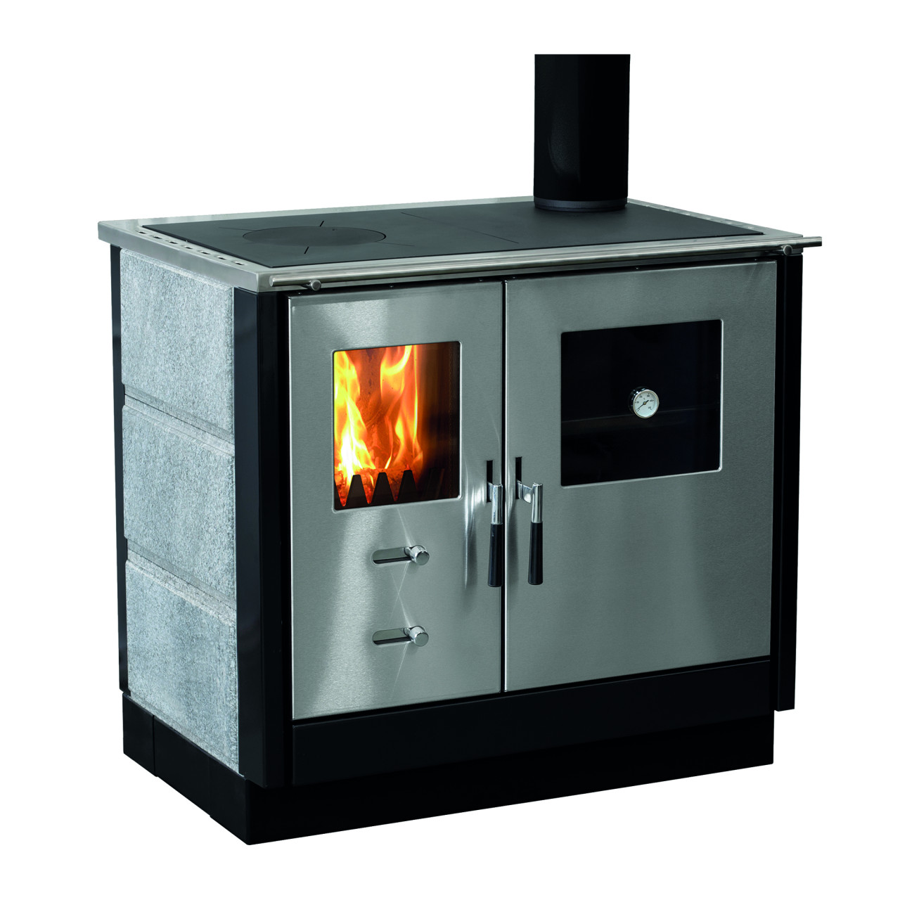 Firefix Küchenherd MAAS Natursteinverkleidung weiß mit einer Edelstahlfront 83 kW GLO774200131