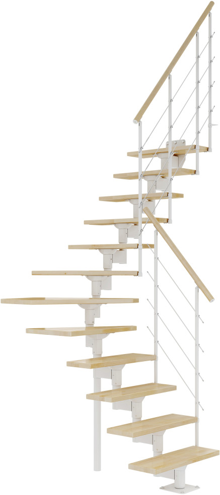 Dolle Mittelholmtreppe Boston 1/4gew. weiß 11 Stufen Buche
