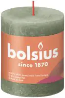 Bolsius Rustik Stumpenkerze olivengrün, Höhe: 8 cm, Ø 6,8 cm