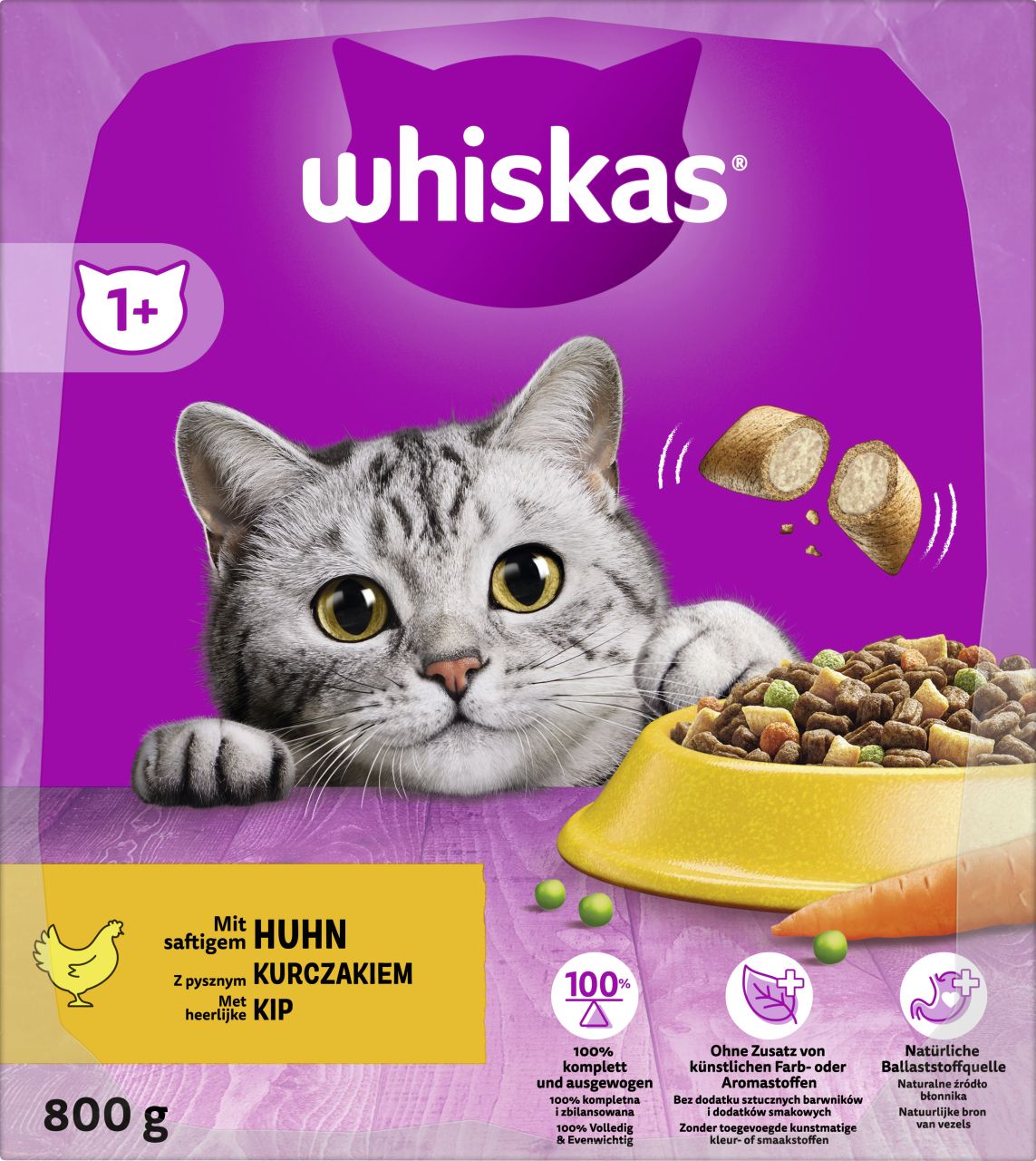 Whiskas Trockenfutter 1+ mit Huhn 800 g