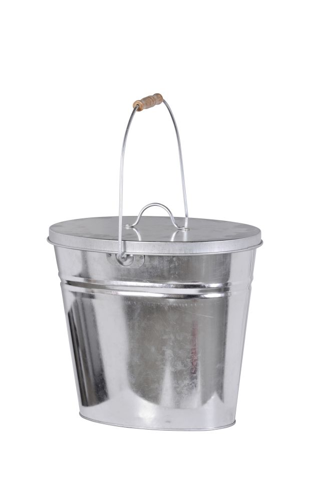 FireFix Ascheeimer oval mit Deckel Höhe: 30 cm 12,5 Liter