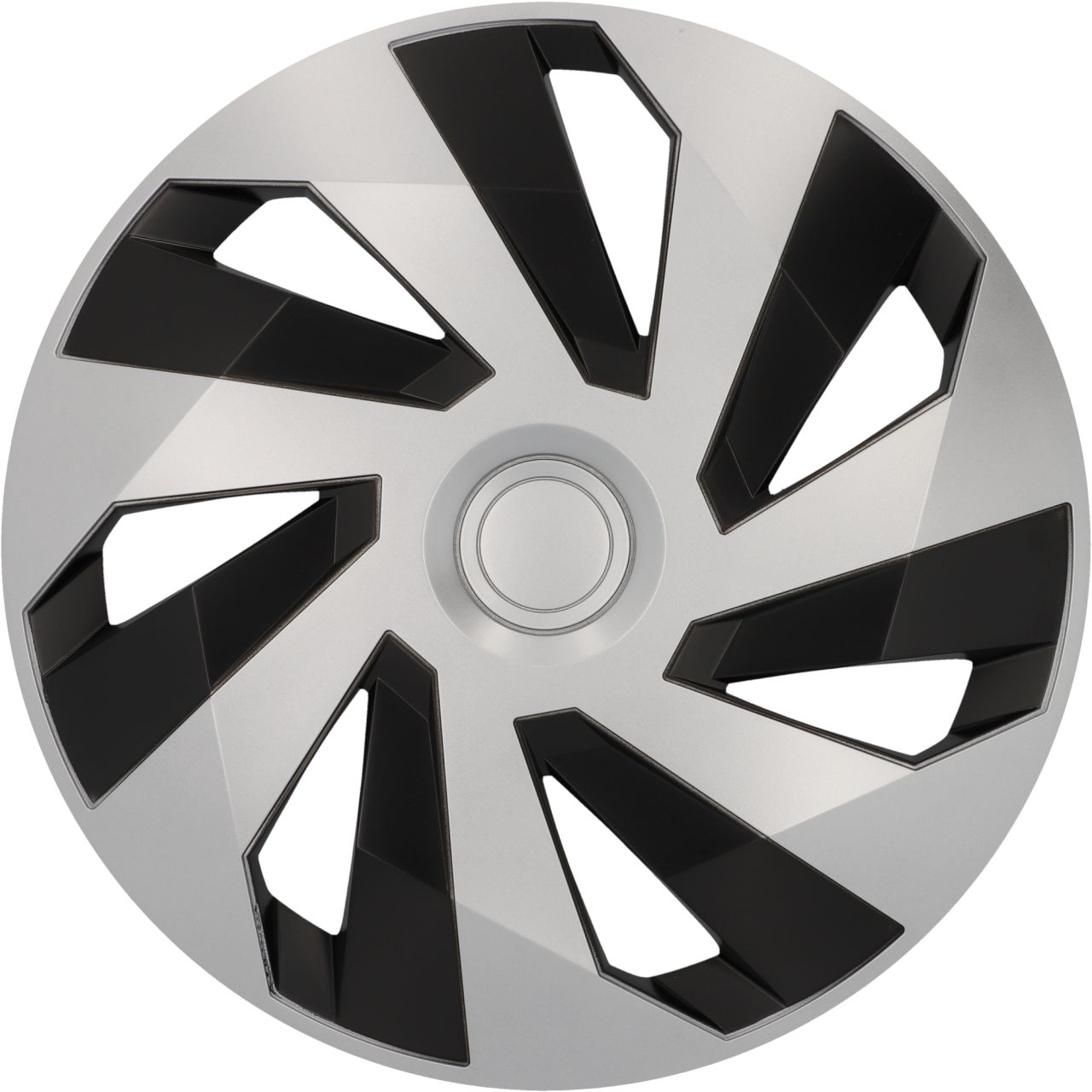 Cartrend Radzierblenden Flow 40 cm (16 Zoll) silber schwarz 4 Stück