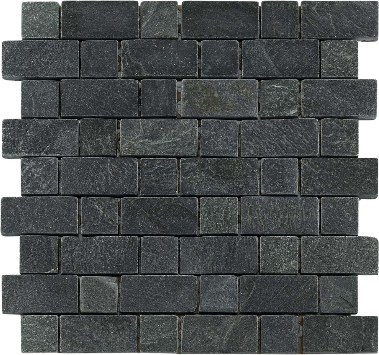 Mosaikfliese Schiefer Brick 30 x 30 cm schwarz