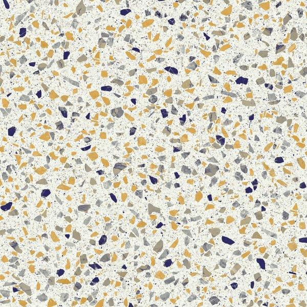 Bodenbelag Vinyl 2 m Allover gelb/blau