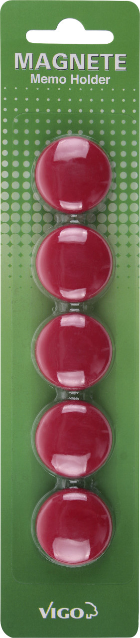 Vigo Magnete für Magnettafeln 5er Pack, rot, rund GLO795650119