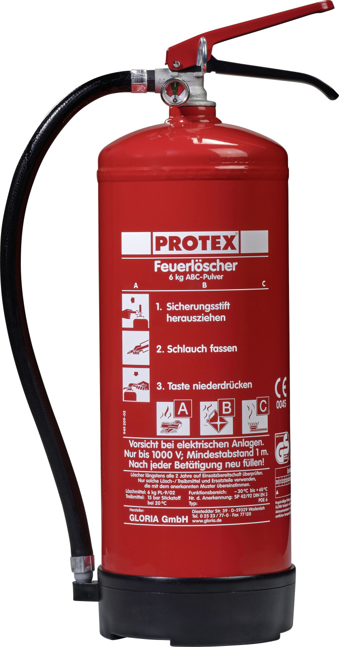 Protex Feuerlöscher PDE 6 GA Pulver Löschmittel GLO760402982