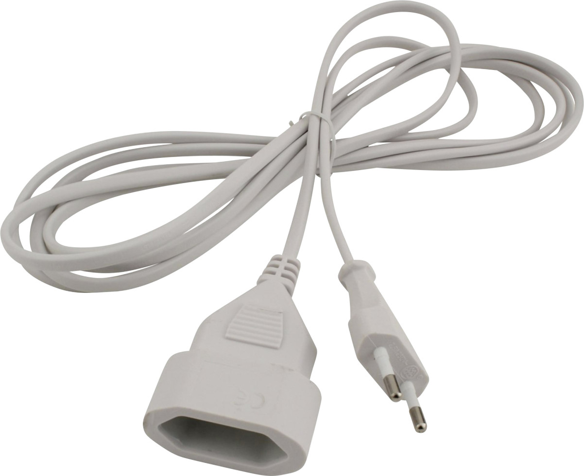 Unitec Verlängerungskabel Innen 3 Meter H03VVH2-F, weiß, Flachstecker