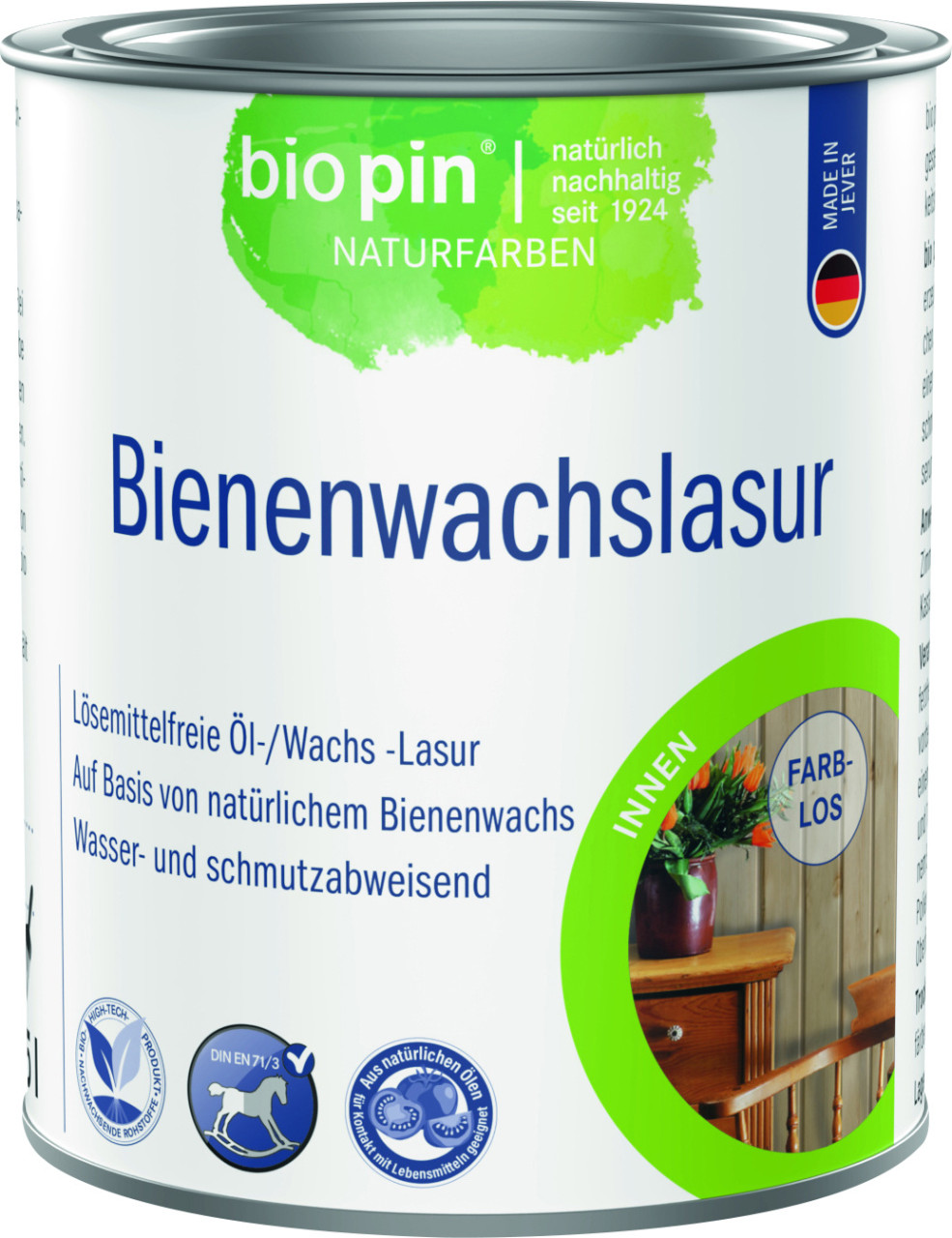 Biopin Naturfarben Bienenwachslasur 375 ml farblos GFMbe049f005
