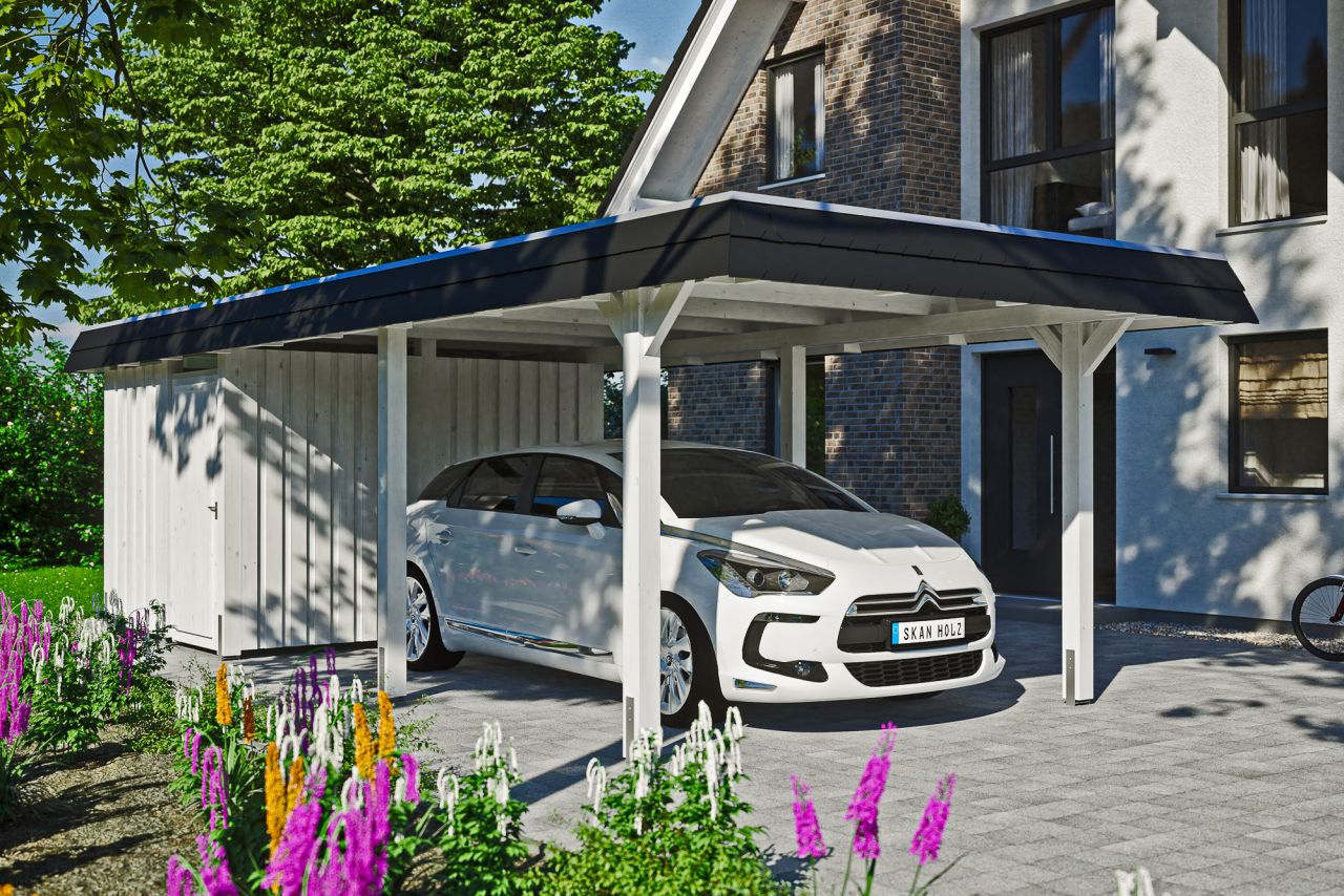 SkanHolz SKAN HOLZ Carport Wendland mit Abstellraum 362 x 870 cm mit Aluminiumdach GLO784205439