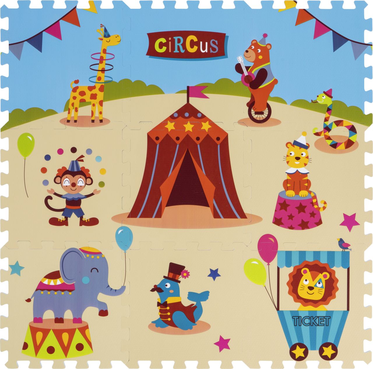Andiamo Puzzle-Teppich Zirkus 9-teilig 1 Teil 30 x 30 x 1 cm GLO795801071