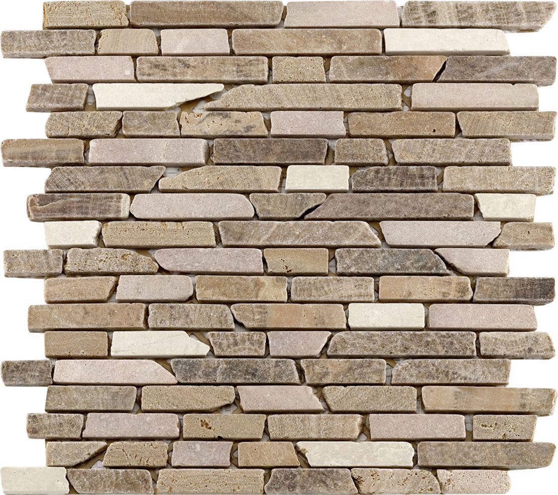 Mosaikfliese Marmor Stäbchen 30 x 30 cm rot-beige