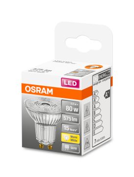 OSRAM LED Star Reflektor-Lampe PAR16 Für Strahler Und Spots In Tageslichtweiß (6500 K), Klar, 50mm DM, Mit 6.9 W Für 620 Lm, GU10 Retrofit Pin-Sockel, Bleifreies Glas, IP20,6-Pack