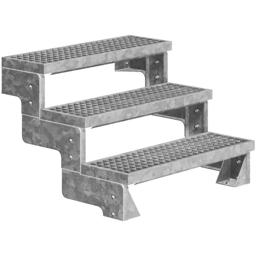 Dolle Außentreppe Gardentop 3 Stufen ohne Geländer Breite 80 cm Gitterrost