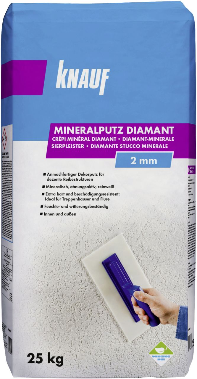 Knauf Mineralputz Diamant 25 kg 2 mm Körnung reinweiß